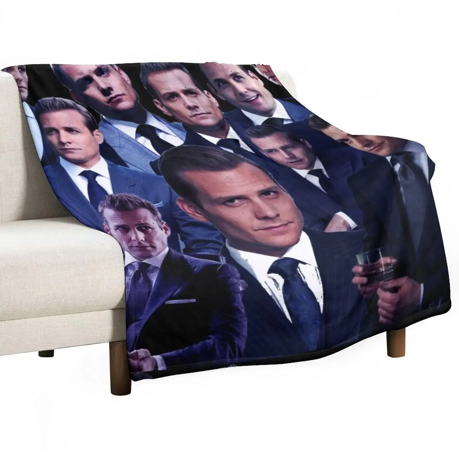 

Harvey Specter suits collage tribute design 2022 Throw Blanket Luxury Designer Blanket cosplay anime