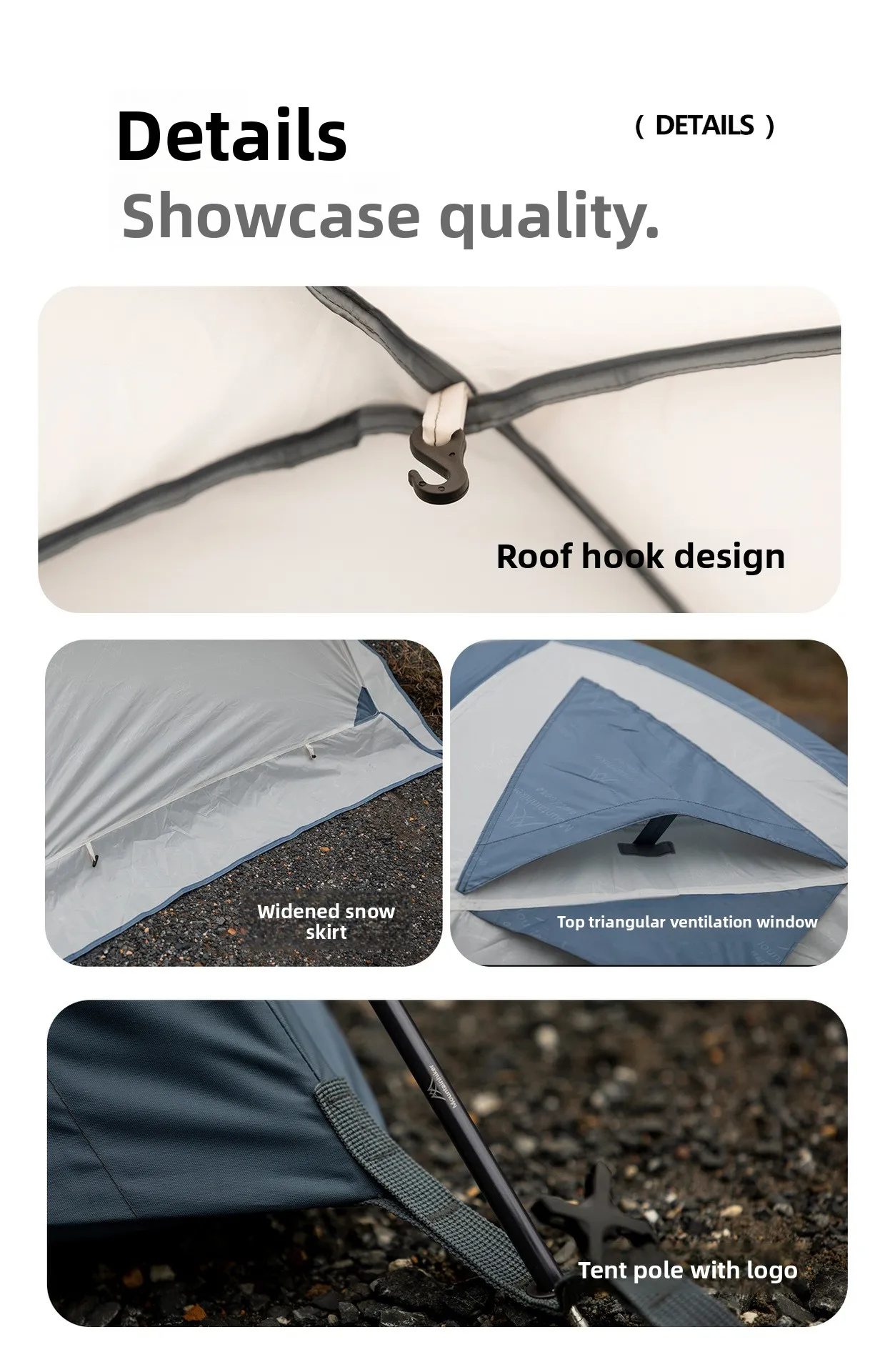 MOUNTAINHIKER Leichtes Outdoor 2-3 Personen Campingzelt, Wind- und Regenfestes Professionelles Aluminium-Stangen Wanderzelt – Detail 15