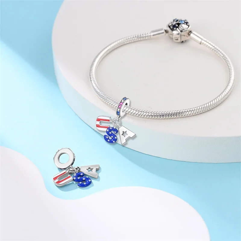 Fit Pandora Original Bracelet American Style Series-USA Three-Piece Set For Women Jewelry DIY Beads Original New Items Hot