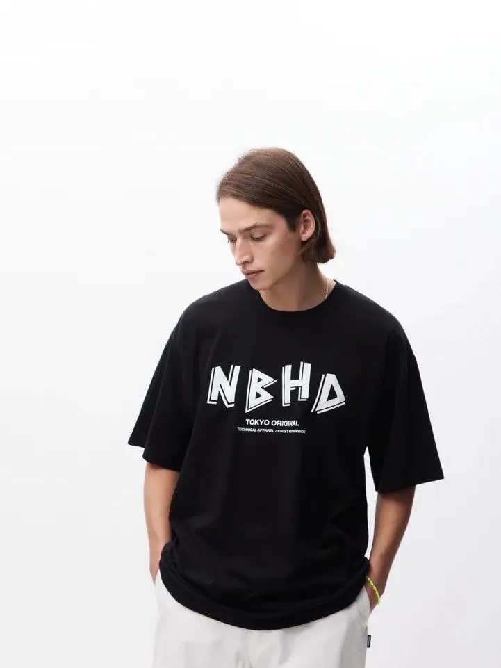 NEIGHBORHOOD Summer New Fashion Graffiti Print Couple T-Shirt, Loose Fit Casual Streetwear Top