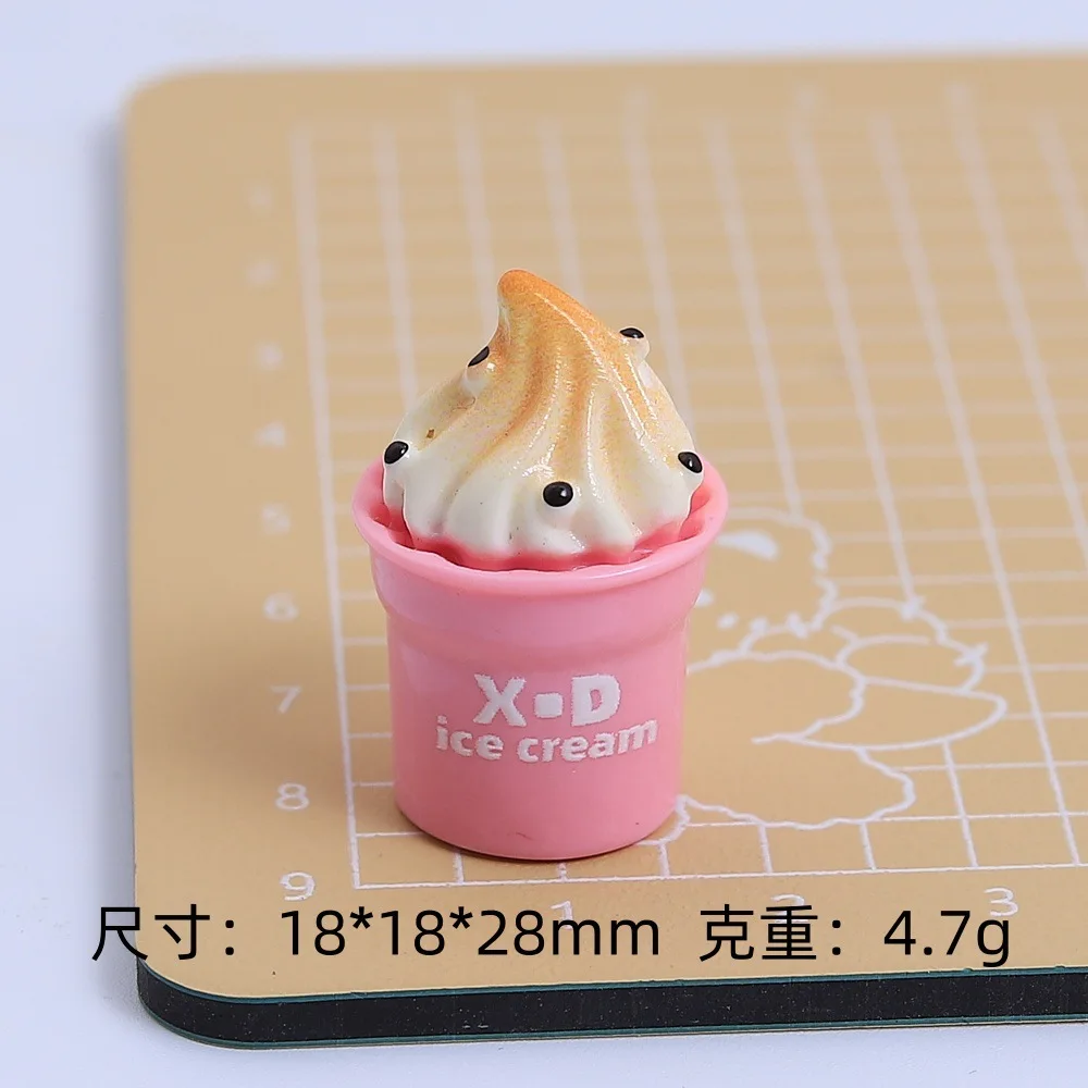 10/100 قطعة محاكاة ثلاثية الأبعاد كأس كريم مثلجات الآيس كريم الراتنج كابوشون سجل القصاصات الحرف لتقوم بها بنفسك دمية مصغرة اكسسوارات الديكور