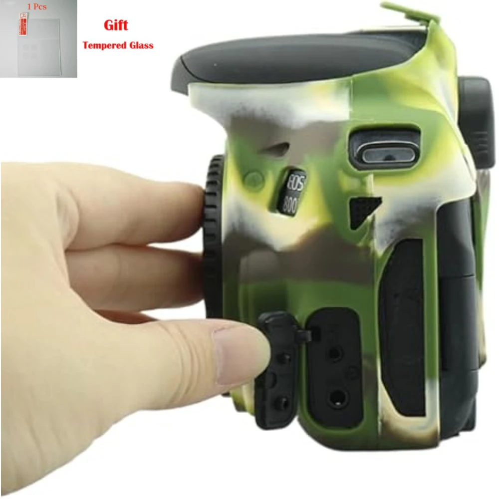 غطاء حماية لحقيبة الكاميرا، لهاتف Canon 800D حافظة سيليكون مفردة كبيرة أسود/مموه/أحمر/أصفر + طبقة مقسى مجانية #1