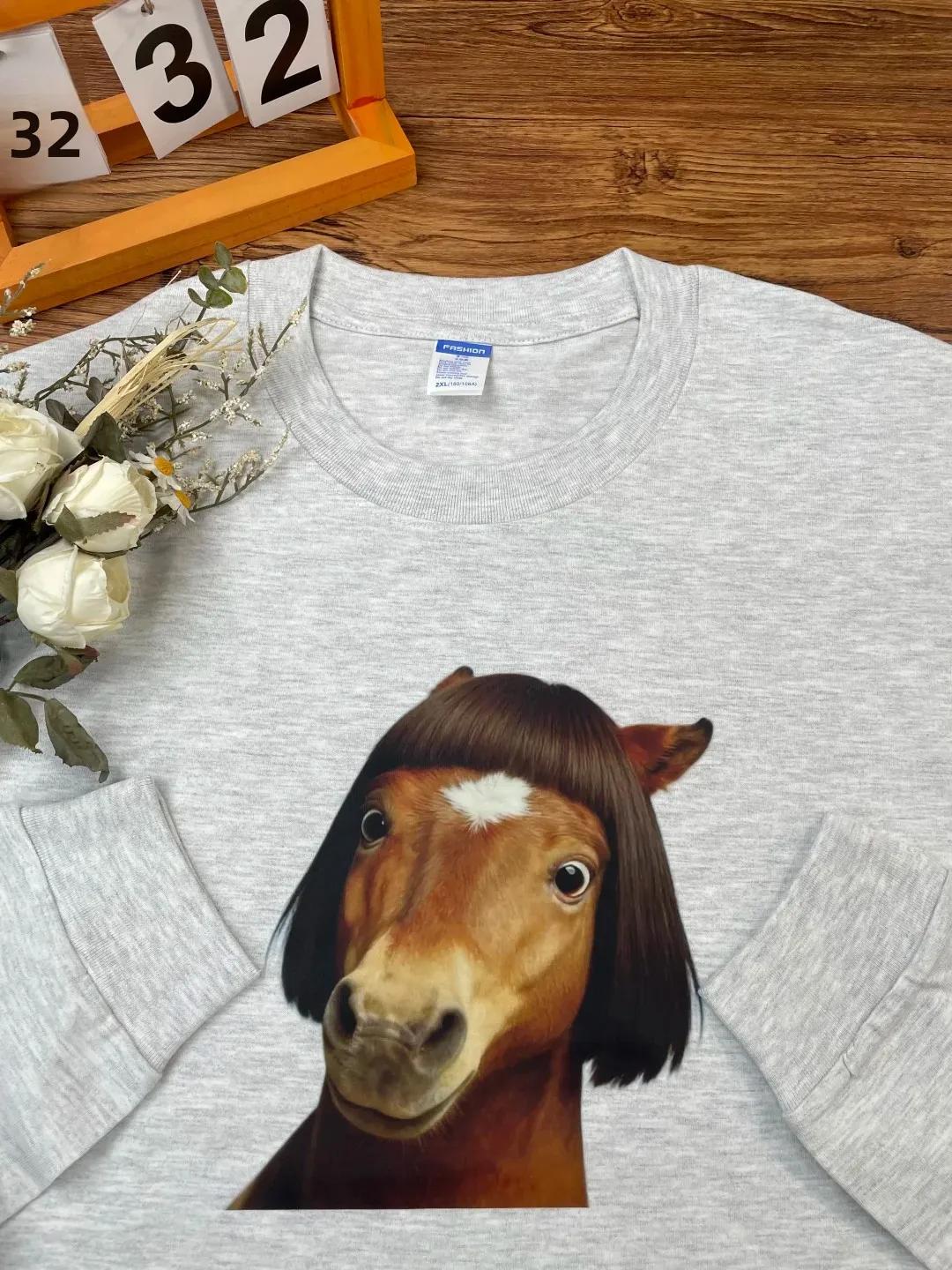 Creative Print Long Sleeve Cotton T-Shirt Unisex Loose Fit  Year Heavyweight Funny Joke Image Commuting Casual Style