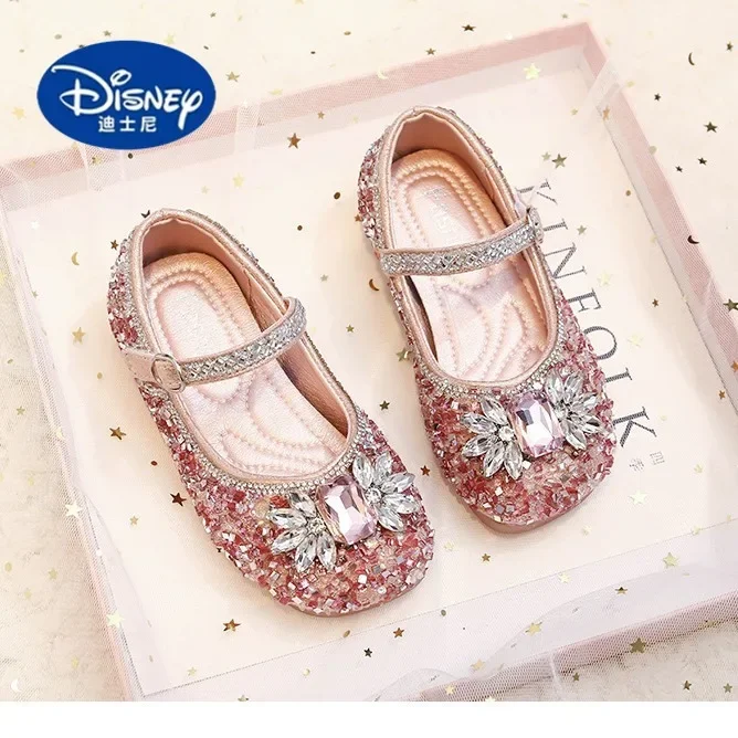 ディズニー ガールズ メリー・ジェーンズ 2025 |   リボンとスパンコール、プリンセスドレスシューズ、ダンス用子供用カジュアルシューズ