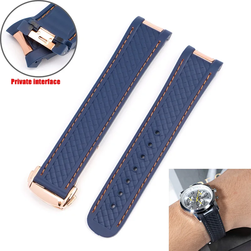 Gummi-Uhrenarmband für Omega AT150 Seamaster 300 AQUA TERRA Taucheruhrenarmbänder Schwarz Blau Silikon-Uhrenarmband 20 mm Armband
