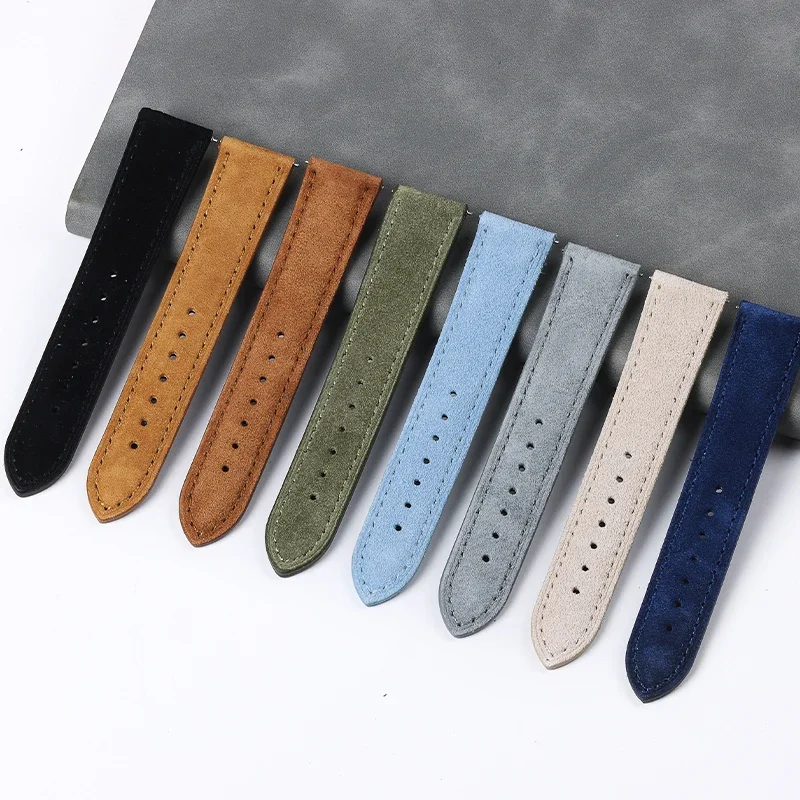 Soft Suede Leather Watch Band 18mm 20mm 22mm 24mm for Omega Bracelet Cowhide Watch Strap for Seiko Wristband Quick Release Belt