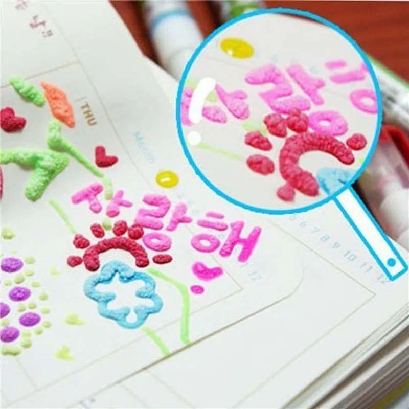 Bubble Popcorn Drawing Pen Puffy Bubble Pen Puffy 3D Art Safe Pen Popcorn Pen Magic Colour DIY Drawing Pen for Greeting Birthday