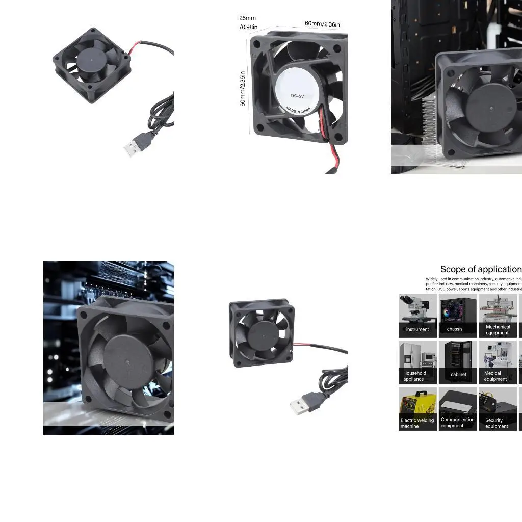 

652F 60x60x25 мм USB 5V Электронный охлаждающий вентилятор с низким уровнем шума. Электронное сетевое оборудование для домашнего