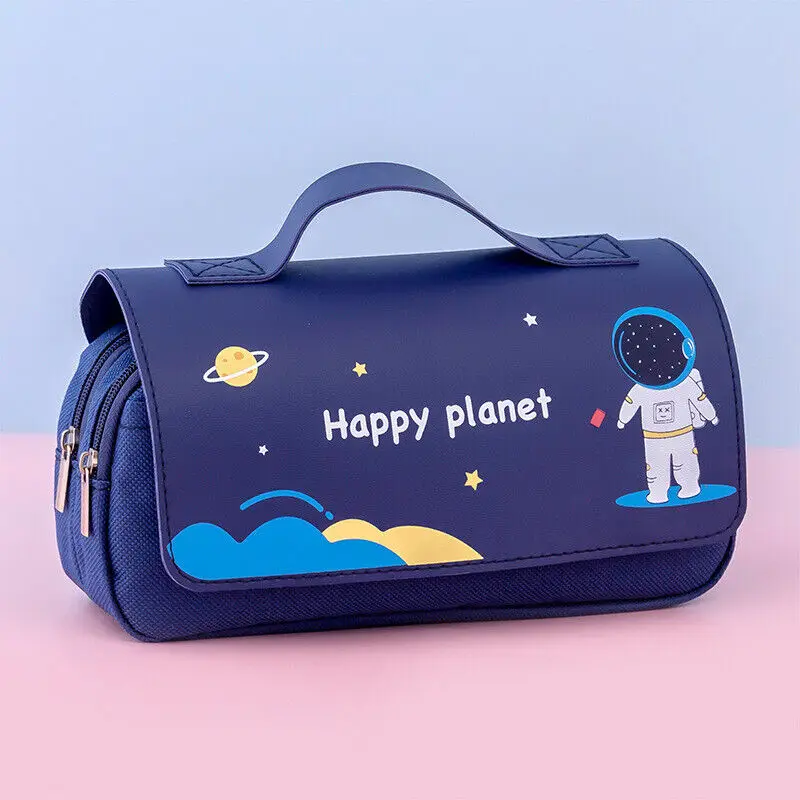 estojo portatil para lapis de astronauta grande capacidade com ziper a prova dagua bolsa de papelaria material escolar de escritorio novo 01