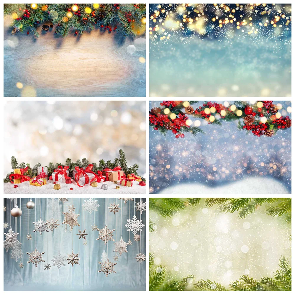 

MOON.QG Christmas Decoration Banner Bokeh Poster Winter Glitter Backdrop Backgrounds for Photographs Snowflake Custom Photocall