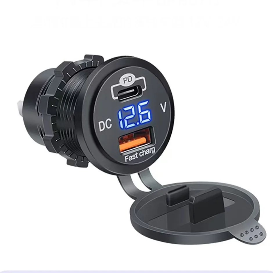 QXNY 12V/24V 30W Charger Outlet Charger Socket PD Type C and QC3.0 USB Port USB Socket for DIY Modified Car Boat Marine Truck