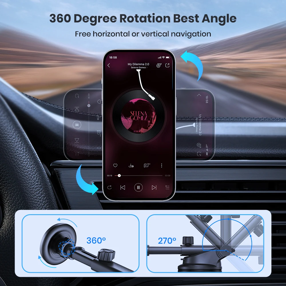 TOPK Dashboard Magnetic Phone Holder for Car, Compatible with MagSafe Car Mount, Windshield Magnetic Car Mount, Car Accessories