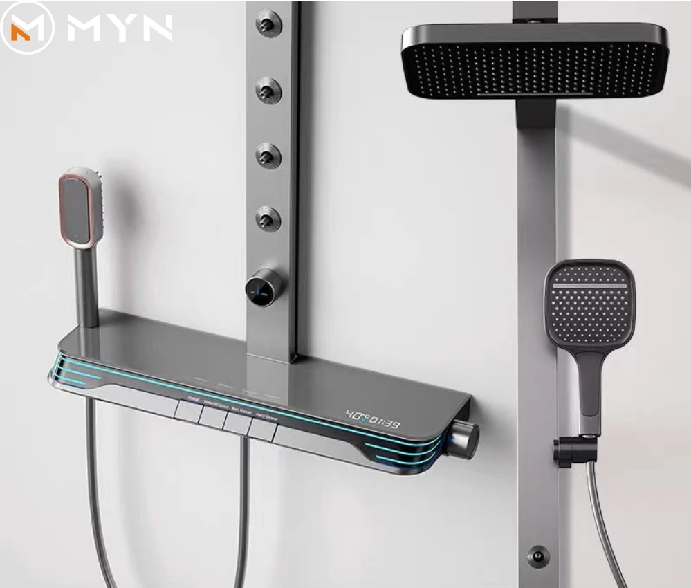 

Настенные смесители для ванной комнаты, душевой набор, трендовый пистолет Matel, белый цвет, умный светодиодный массаж спины, талии, душевая система, открытая