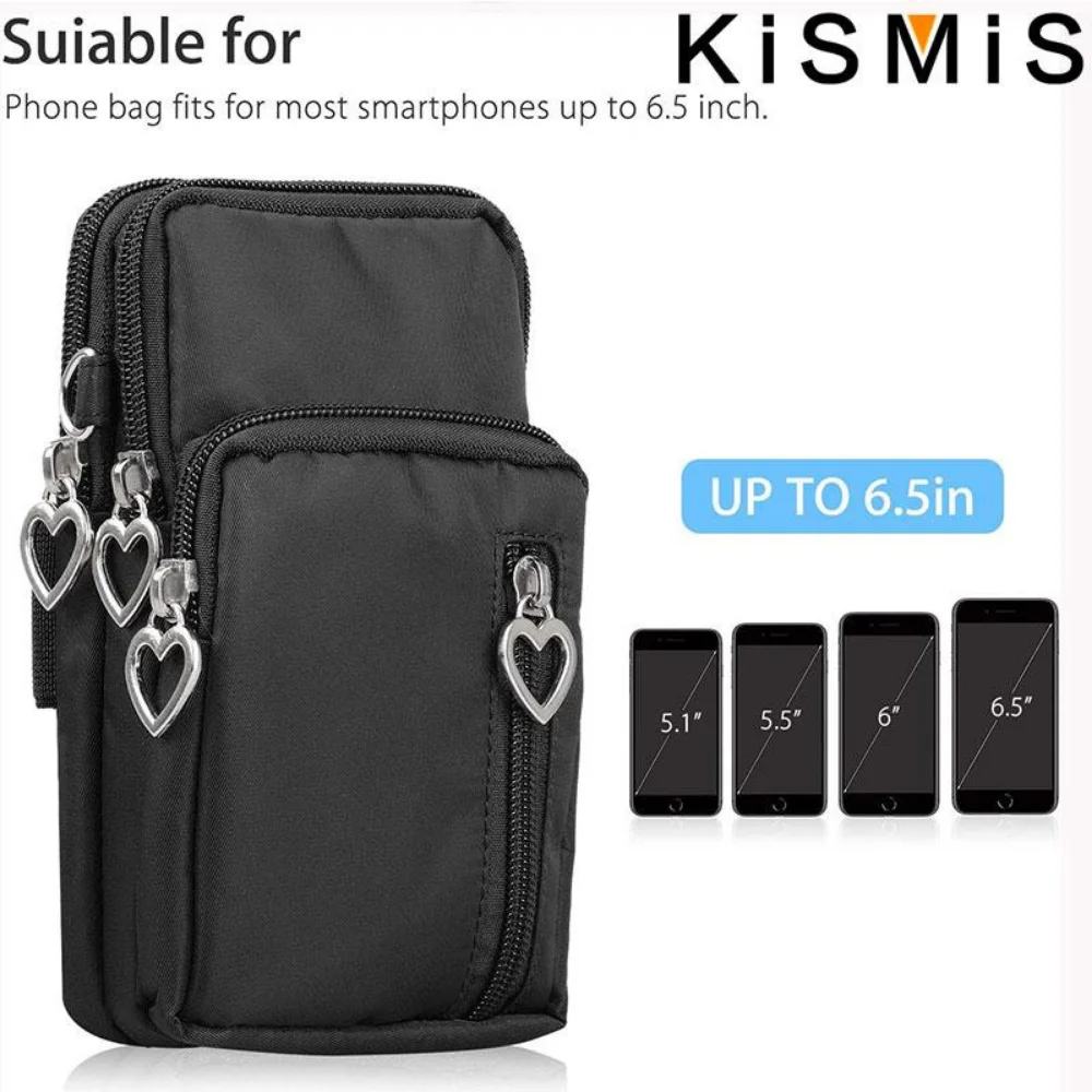 KISMIS damska Mini torba Crossbody-torebka z kieszeń na telefon komórkowy, torba na ramię z klapką, wodoodporna opaska na ramię do biegania