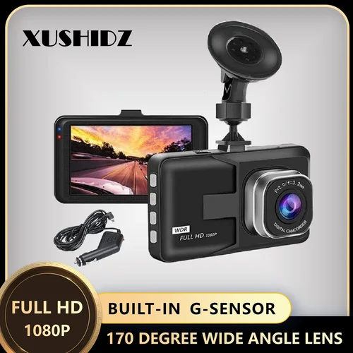 XUSHIDZ Q08 1080P cámara de salpicadero con sensor G Dashcam grabadora de vídeo para vehículo Super visión nocturna DVR cámara de coche grabación en bucle