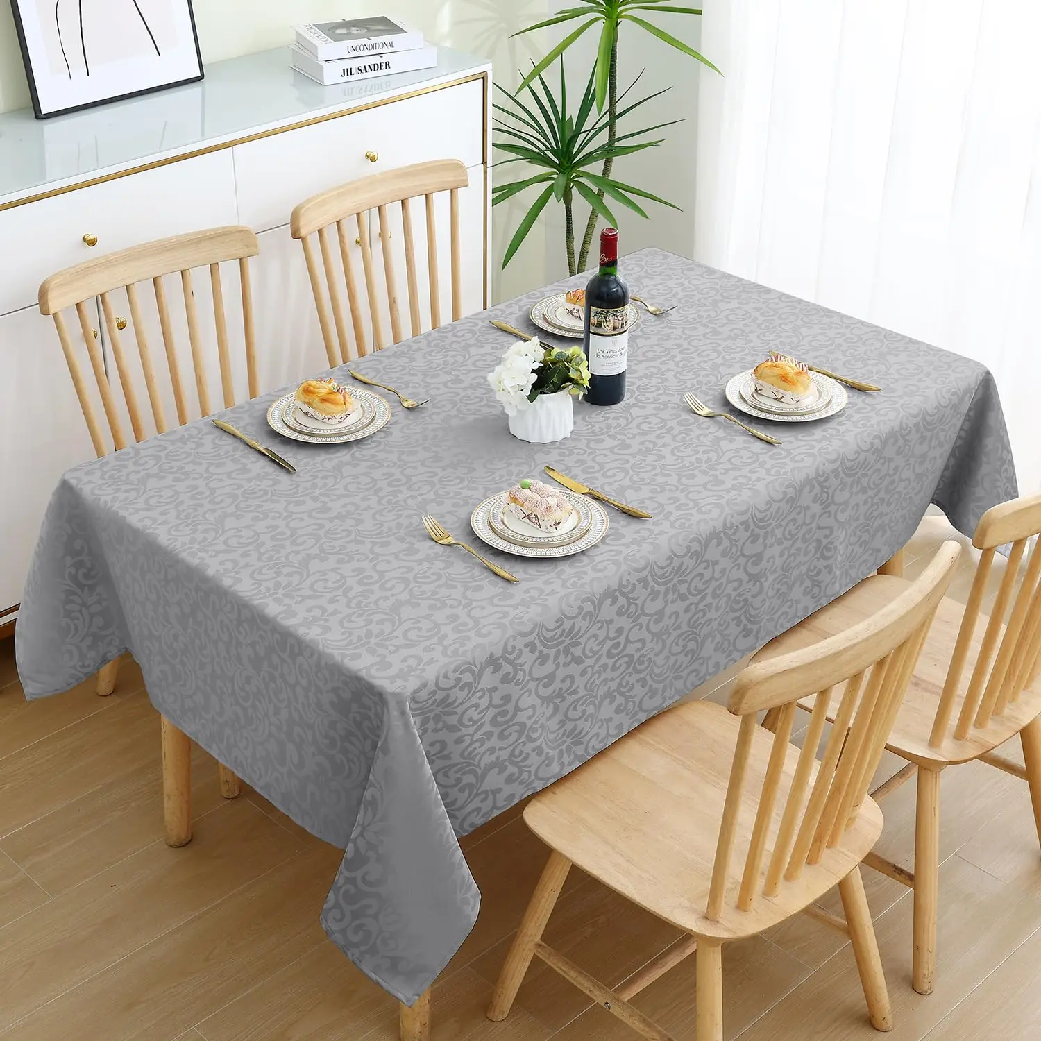 Olanly Prostokątny obrus do domu Żakardowy obrus do barwienia na bankiet Łatwa pielęgnacja Odporny na plamy obrus poliestrowy