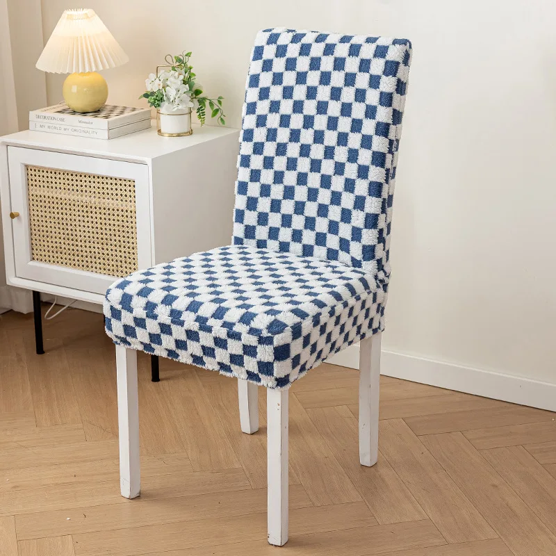 1 قطعة الشتاء الدافئة غرفة الطعام كرسي يغطي تنورة شبكة الجاكار سميكة أفخم تمتد ديكور المنزل كرسي أغطية العالمي