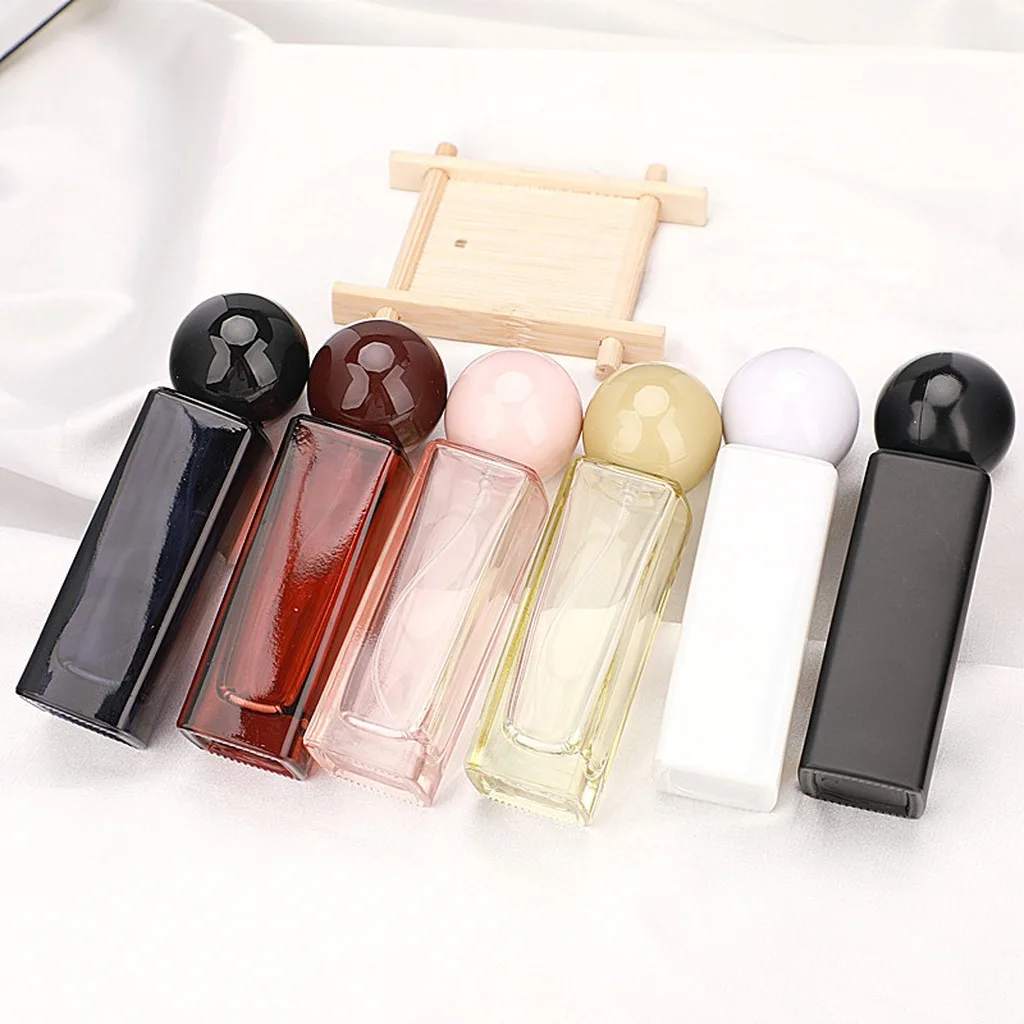 Empty Spray Bottle Leakproof Amber Glass Perfume Bottle Refillable Cylindrical Bottle Transparent Leakproof Cosmetic Container