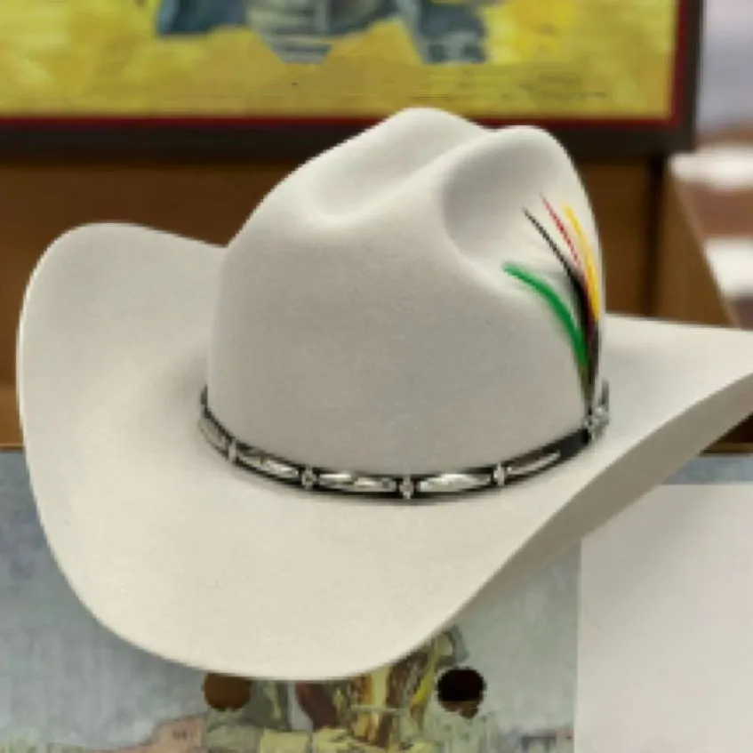 

Cowboy Style Wool Felt Hat Solid Color Felt Hat with Decoration