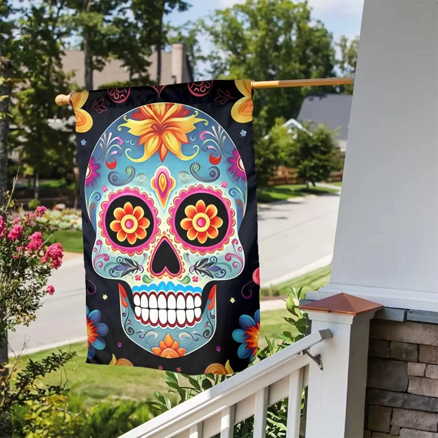 Garden Flag 12x18 Inch Double Sided Vertical Welcome Summer Flags No Fade House Flags Sugar Skulls Yard Banner For Seasonal  uui