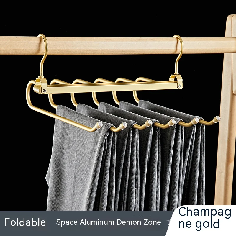 Foldable Pants Hanger with 6 Layers Space Saving Clothes Jeans Hanger for Closet Heavy Metal Rack for Trousers