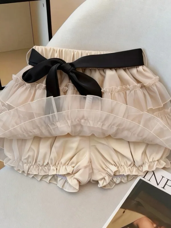 春夏レディースaラインスカート-ノットアンチライトミウシリーズ-バレエスレ-ハイウエストケーキスカート