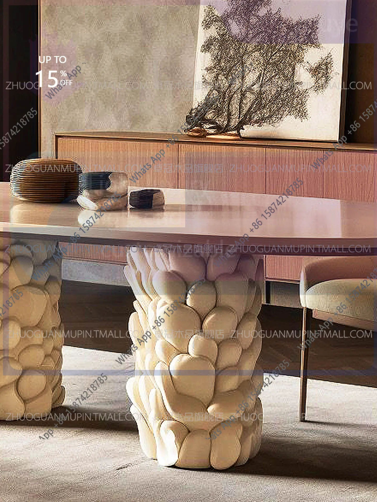 grE Rt French Dining Table, Office Reception Tea Table, Solid Wood Cream Style, Household Oval Paint High-end Sense