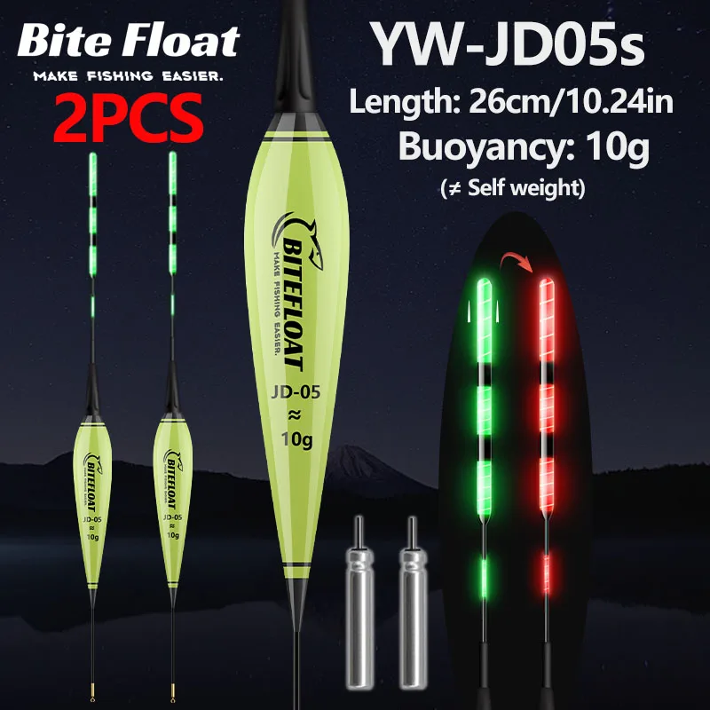 1/2 Stück Nacht-Smart-Angelköder mit LED-Licht, Bissanzeiger, Farbwechsel-Band, CR425 Batterie 5-20g Smart Float