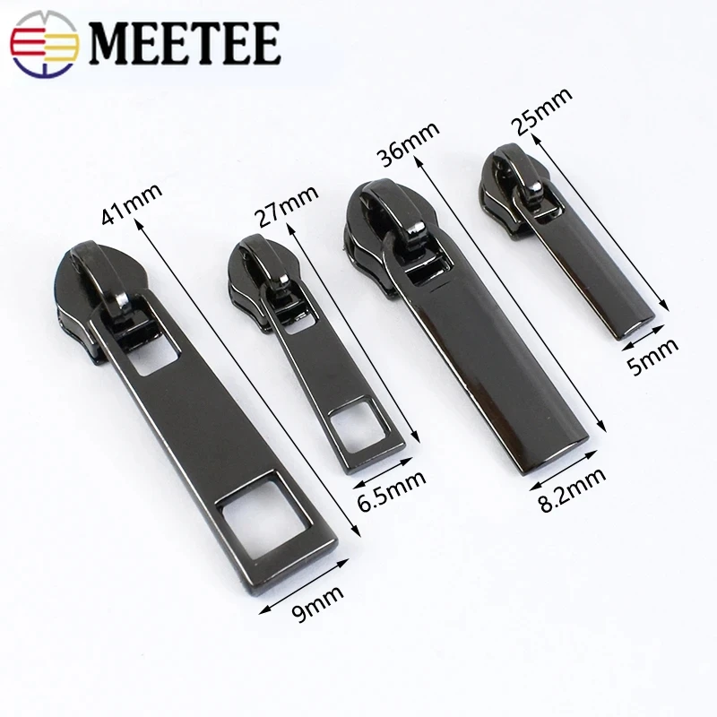 5/10/20Pcs Meetee 3# 5# Zipper Slider Puller for Nylon Zips Bag Jacket Zippers Pull Luggage Clothes Zip Head Repair Accessories