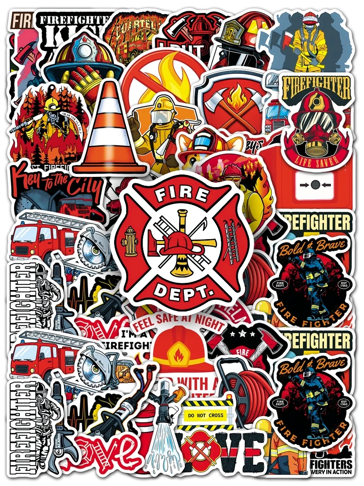 50pc Cartoon Firefighting Stickers Suitcase Laptop Skateboard Personalized Stickers
