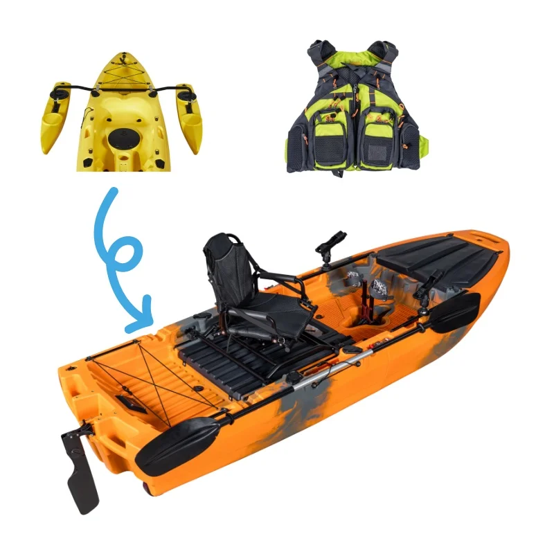 2025 New Trend 2pcs Motorized Kayak Modular Kayak Removable Fin Kayak with Large Fish Storage and Sea Fishing Wheel