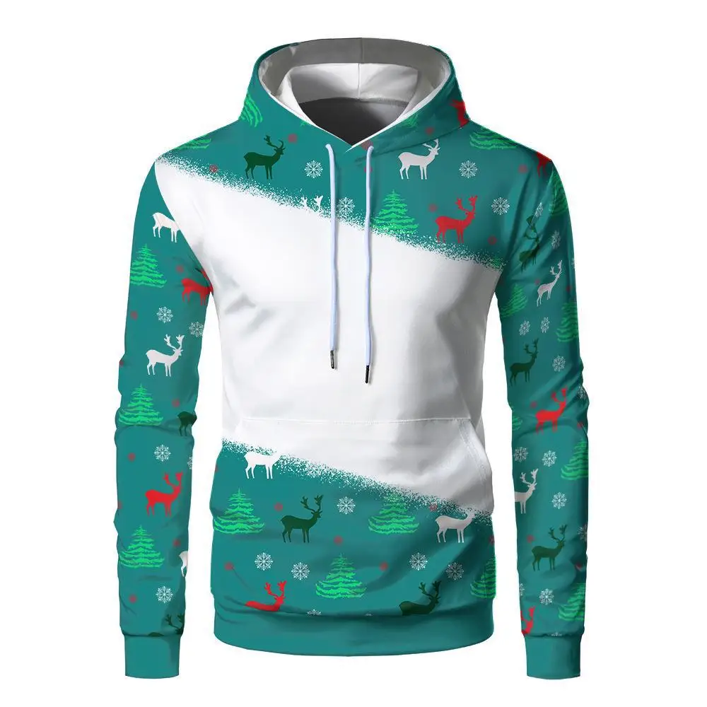 Sublimation Bleached Blank Hoodies 3D Tie Dye Hoodies Pullover Long Sleeve Christmas Clothes Heat Transfer Blank Sweatshirt