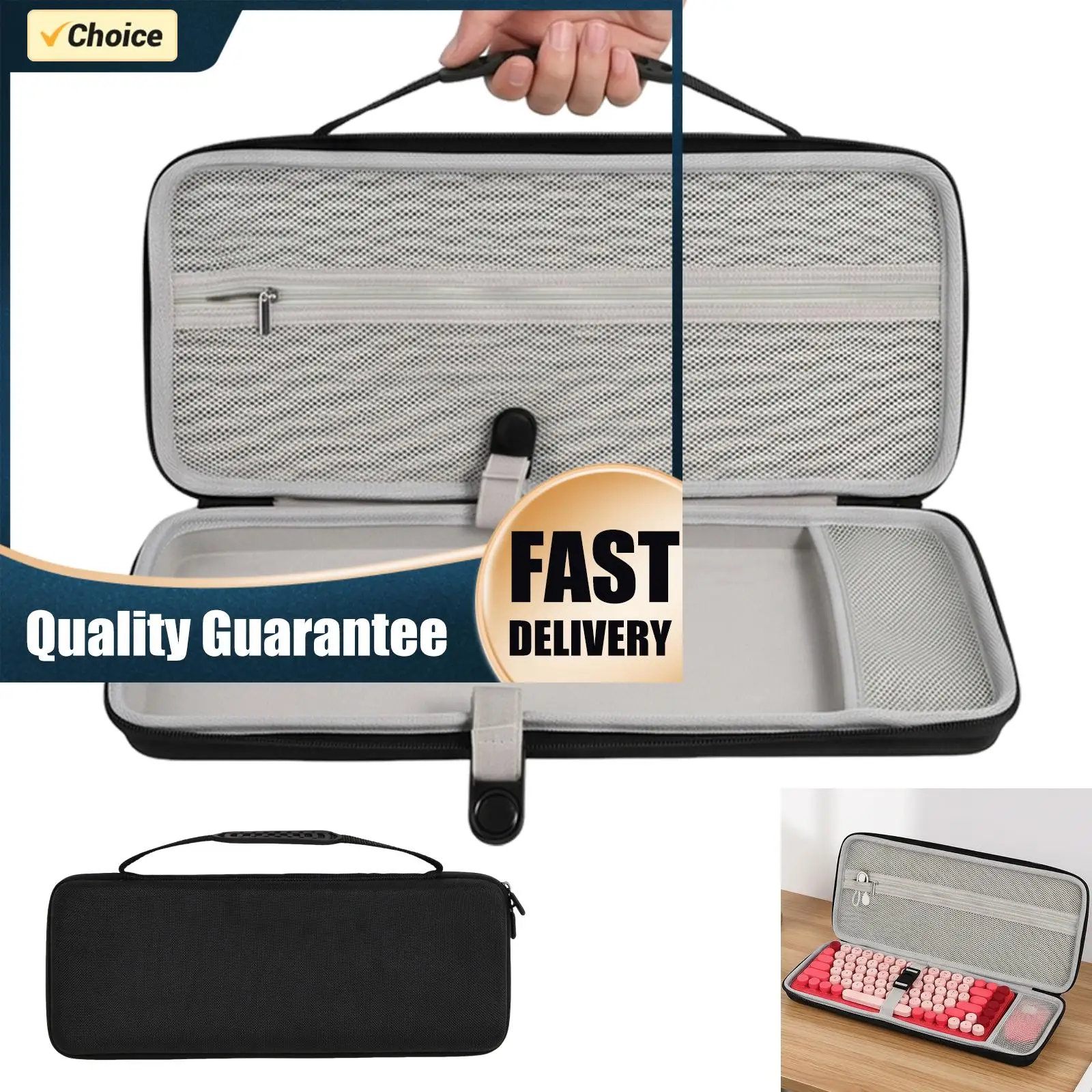For  Pop Keys Wireless Keyboard Carrying Case with Fixed Strap Keyboards & Mouse Combo Bag Anti-Scratch for Outdoor Trip
