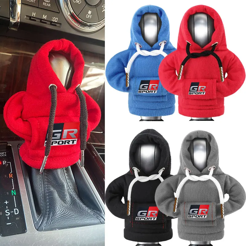 Hoodie Car Gear Shift Cover Fashion Sweatshirt Car Gear Shift Knob Decor Cover For Toyota GR Sport Gazoo Racing Yaris Corolla