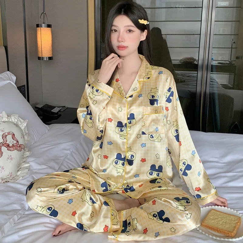 

Женский пижамный комплект в стиле Харадзюку, клетчатая домашняя одежда с милым принтом для женщин, милая кавайная модная повседневная одежда для сна, зимние пижамы