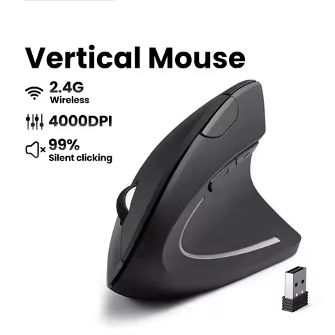 Vertical Wireless Mouse 2.4G Ergonomic 800/1200/1600 DPI 6 Mute Buttons USB Receiver For Macbook Tablet Laptops Computer PC Mice