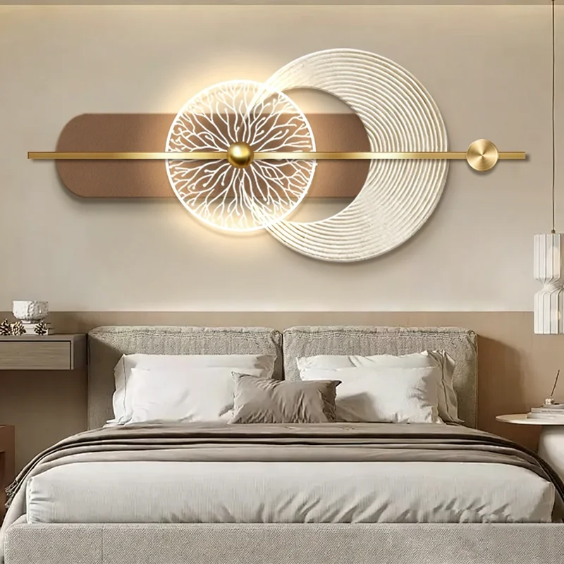 Light Luxury Bedroom Background Hanging Painting Modern Minimalist Ltalian Decoration Geometric Abstract Sandstone Mural Lamp