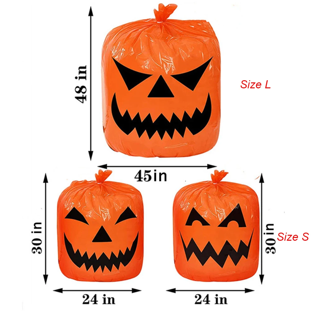 Halloween Outdoor Decorations For Home Pumpkin Plastic Garbage Leaf Bags Yard Decor Lawn Bag Happy Halloween Party Props 2024