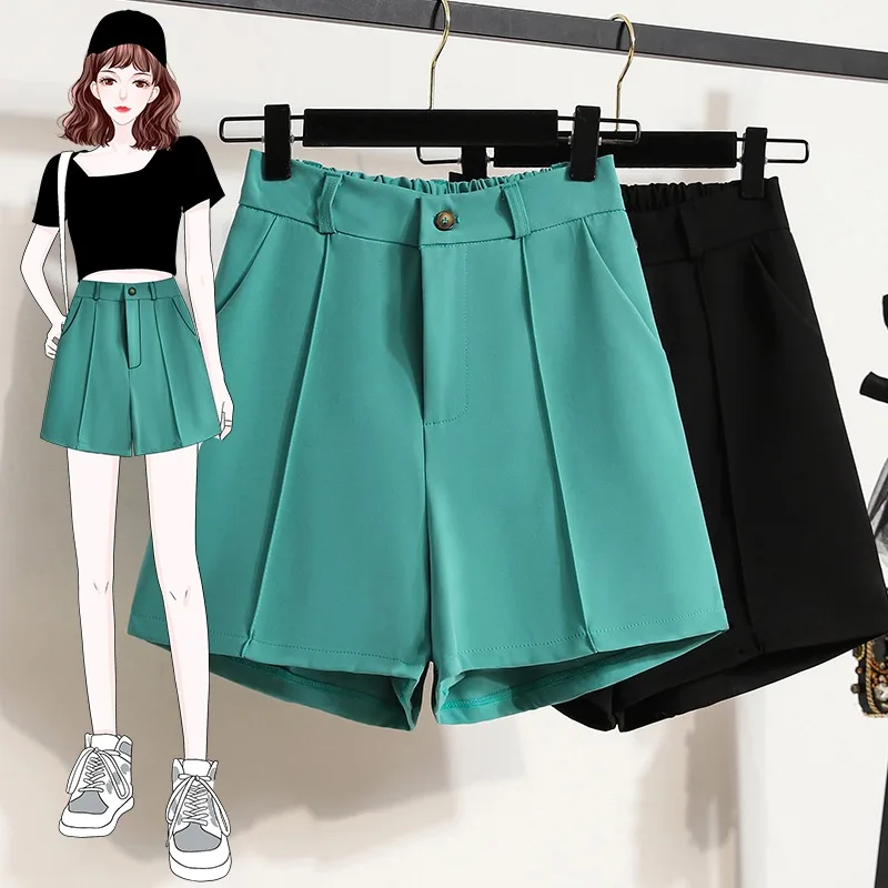 

Cotton Linen Shorts Women Streatwear High Waist High Waist A-line Pants Spring Summer Sport Pleated Female Loose Button A67