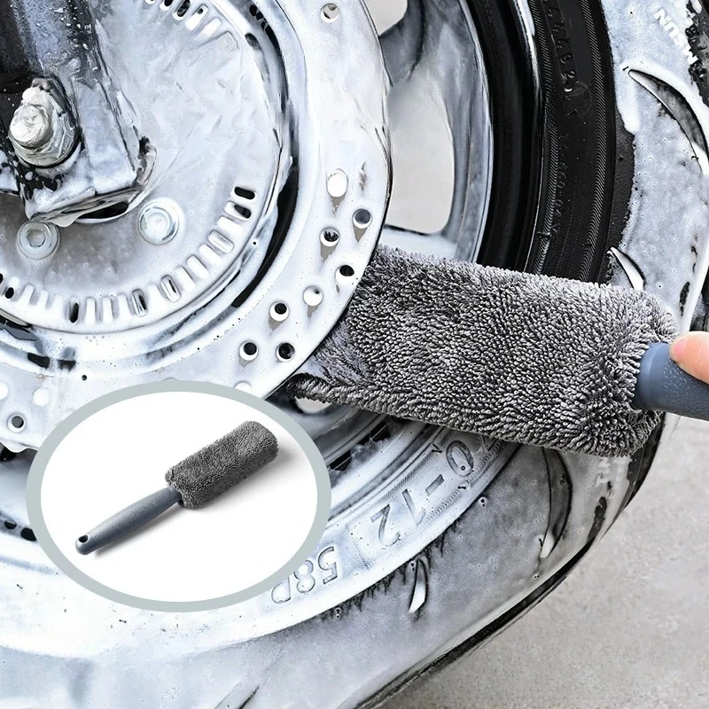 Microfiber Wheel Brush Car Motorcycle Rim Cleaning Brush Soft Bristle Detailing Wash Tool Non-scratch Wheel Hub Cleaner