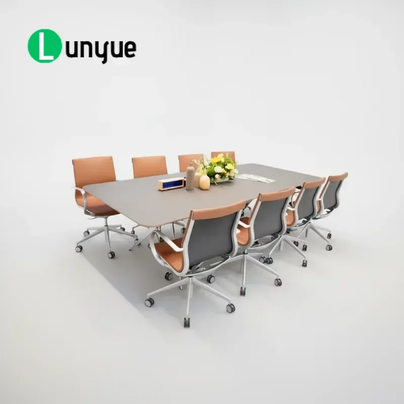 Conference Table Multi-layer Marine Plywood Desktop Modular Wood Steel Structure For Office Meeting Room Durable Modern
