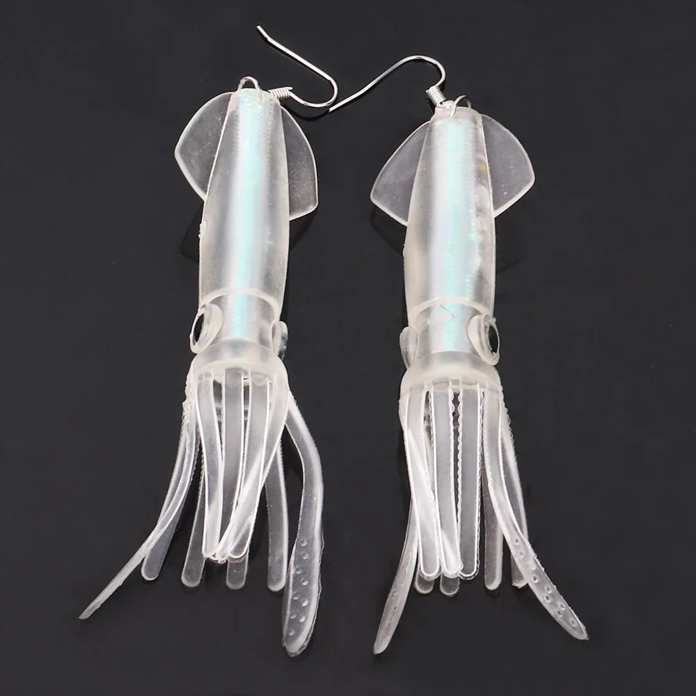 Squid Earrings Noctilucence/Color Tube Soft Lure Fishing Gear Bionic Lure Women Man Jewelry Accessories Pendant