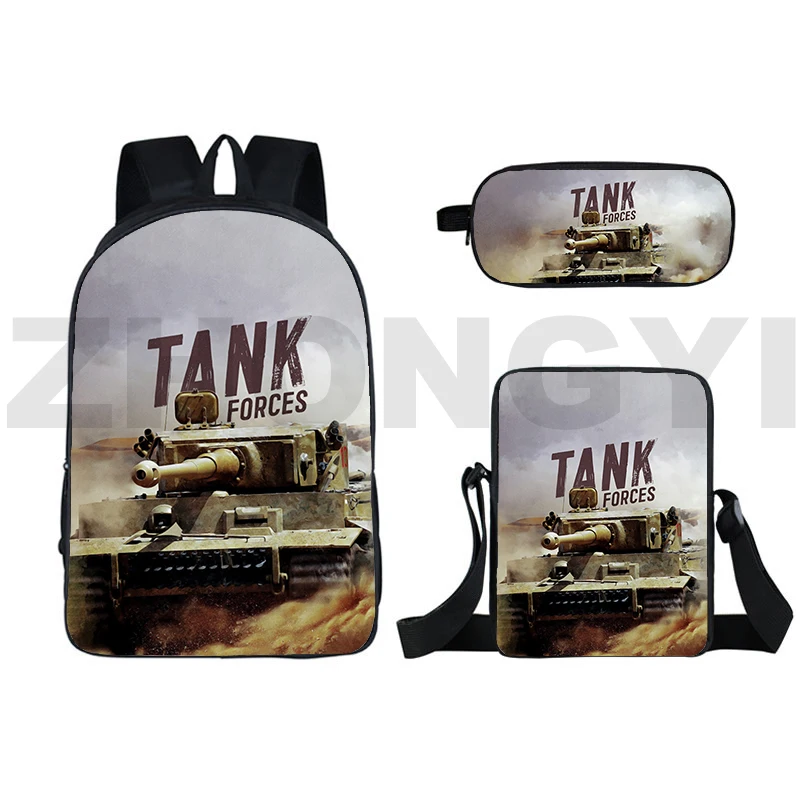 

Large Capacity Canvas World of Tanks 3D Backpacks Cartoon Gerand Tanks Student Schoolbags 3 Pcs/Set War Thunder Game Pencil Case