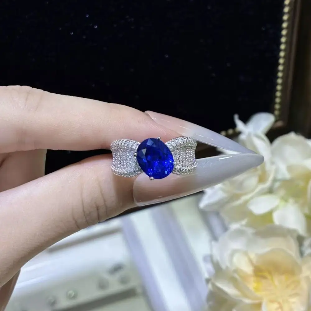 

Sparkling 8x10mm Oval Lab Grown Gemstones Women's Ring - 925 Sterling Silver Wedding Band Ring & Engagement Party Jewelry Gift