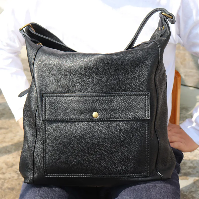 Utility Casual Women's Bag Single Shoulder Messenger Bag Female Large Capacity Soft Cowhide Slouchy Bucket Hobo Crossbody Bags