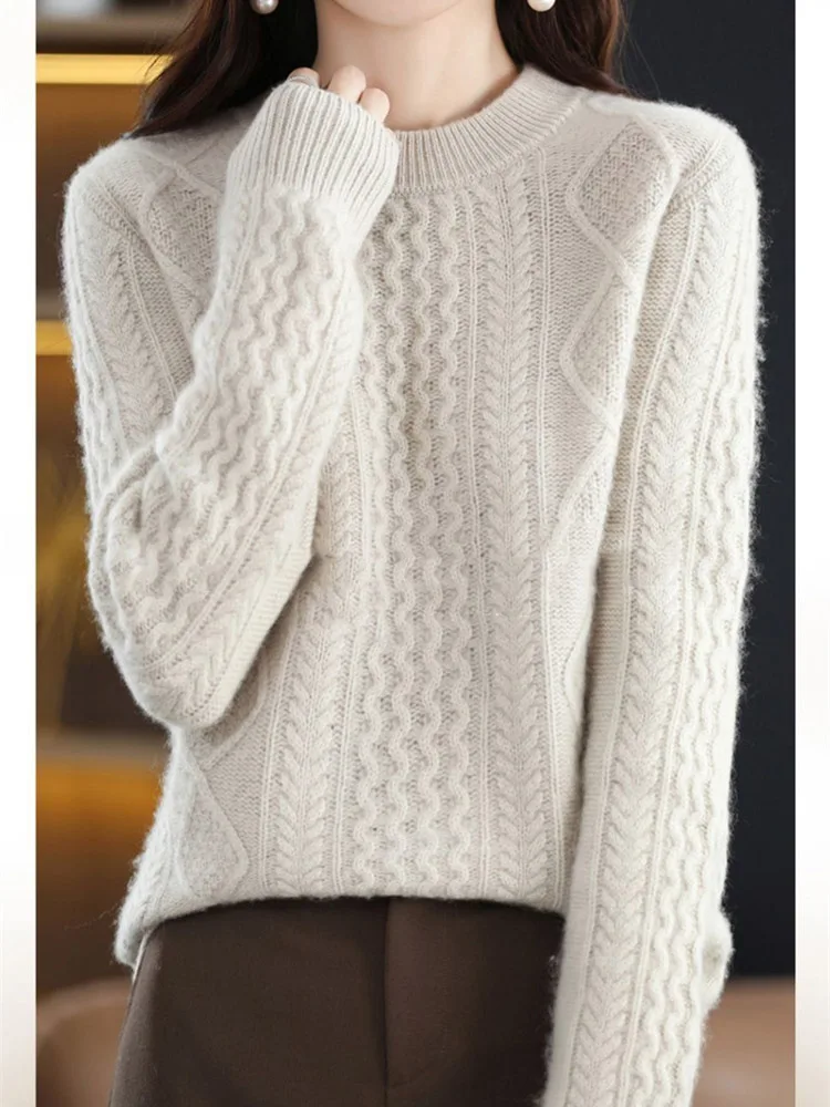 Koreański damski luźny sweter 2024 Damski duży rozmiar 4XL Sweter z dzianiny Wiosna Jesień Damski okrągły dekolt Długi rękaw Dzianina — zdjęcie 2