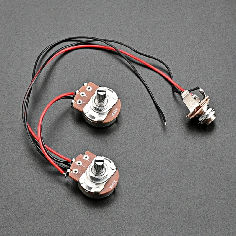 Arnés cableado guitarra arnés cableado bajo juego precableado 250K 1V1T piezas bajo para piezas bajo