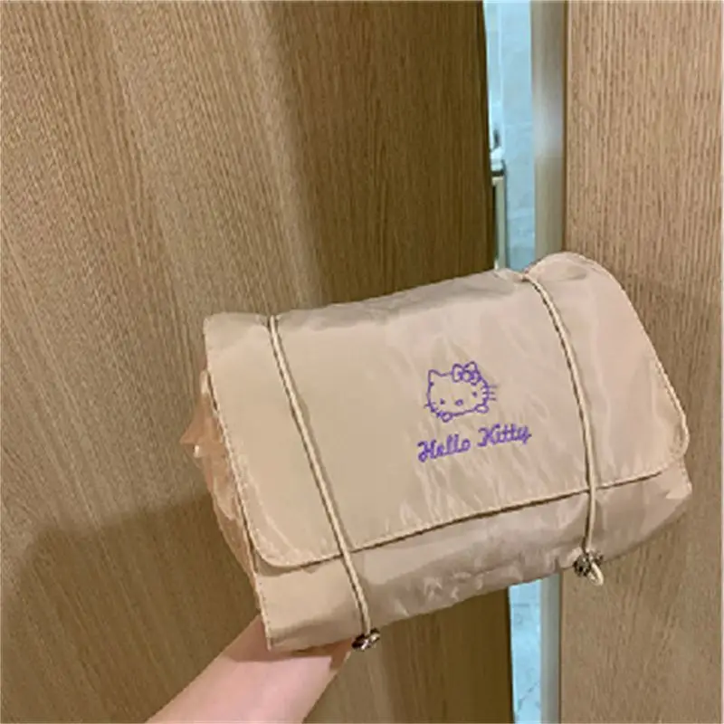 Kawaii Sanrio Hello Kitty Makeup Bag Cartoon Student Waterproof Portable Multifunctional Detachable Cosmetics Storage Bag Girls