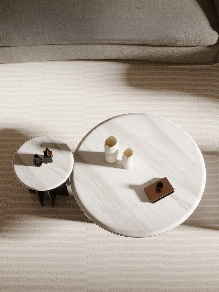 Marble Coffee Table Light Luxury Modern Living Room Home Small Apartment round Side Table image 3