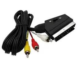 5FT 1.5m Scart To RCA Triple 3 X Phono Cable Composite Audio Video Leads European Standard SCART Line 21Pin For TV/DVD